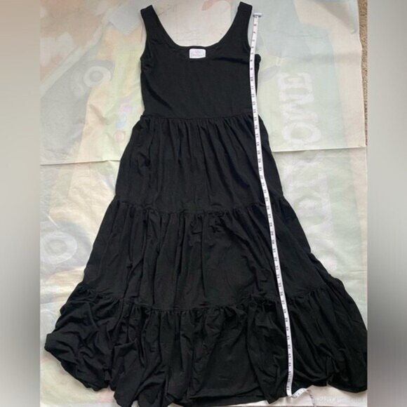 Jewel Box Tiered - Black, Metallic-Silver Maxi Dress – Women’s Size Small - Picture 2 of 8